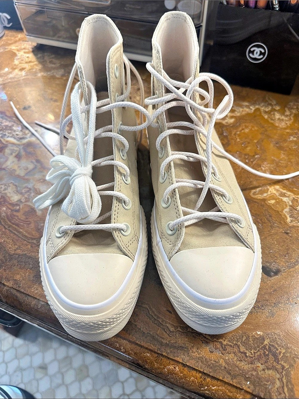 Converse Chuck Taylor All Star Move Platform High Top Sneakers Beige US 8